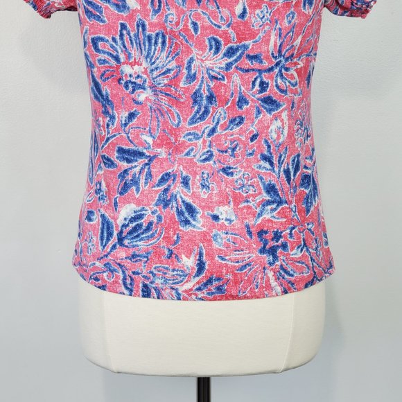 Chaps Pink Blue Cotton Casual Summer Knit Top Size MP - Picture 8 of 11